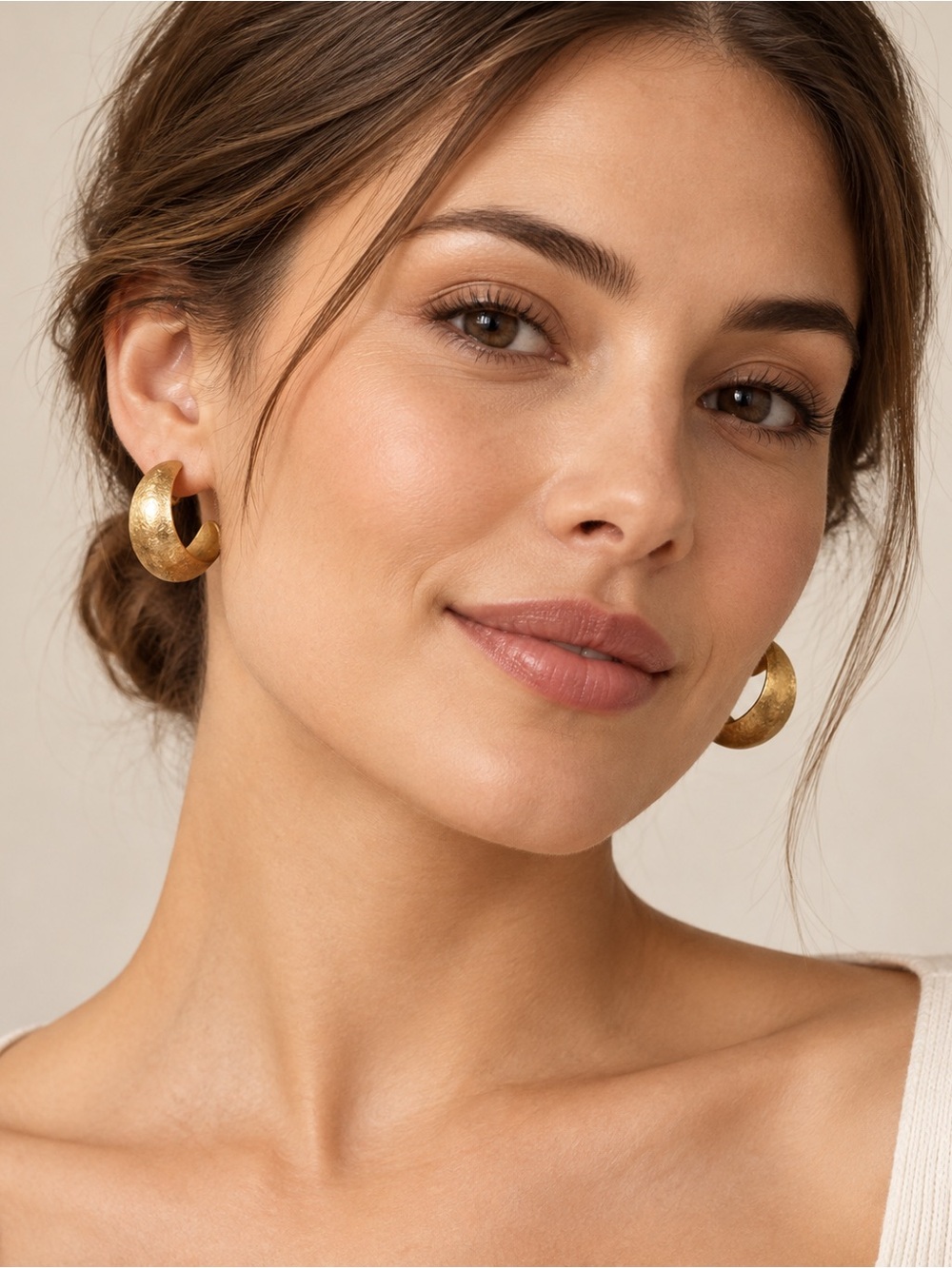 Textured Gold Huggie Hoop Earrings for Women